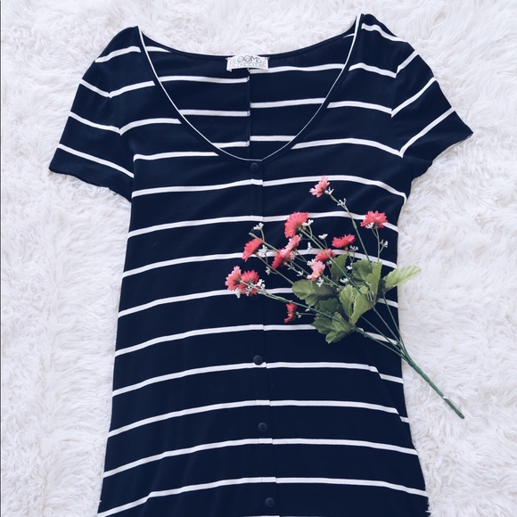 Soft Striped Black T shirt Dress - Picture 3 of 7